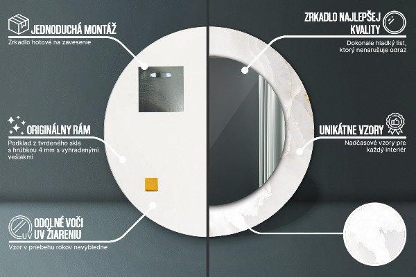 Runder spiegel mit dekoration Glänzender Marmor