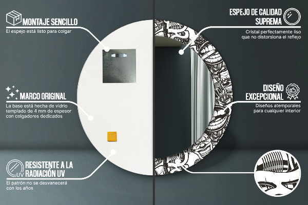 Runder spiegel mit dekoration Zusammenfassung Flüssigkeit