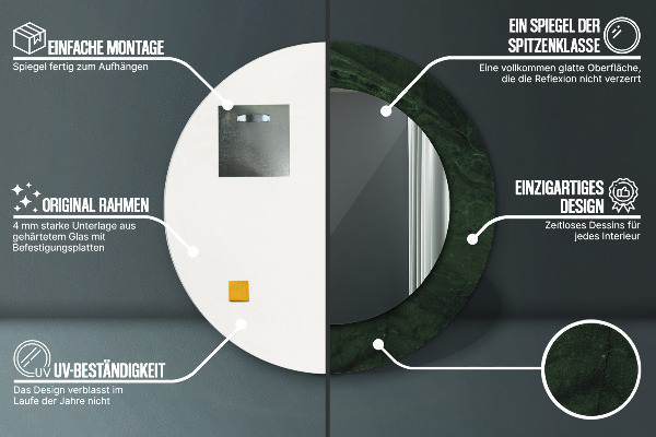 Runder spiegel mit dekoration Grüner Marmor