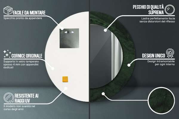 Runder spiegel mit dekoration Grüner Marmor