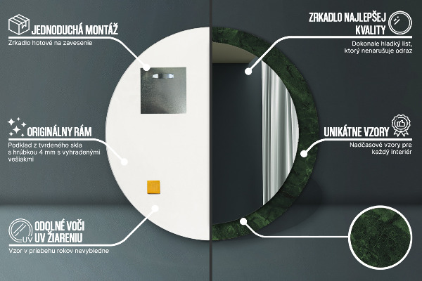 Runder spiegel mit dekoration Grüner Marmor