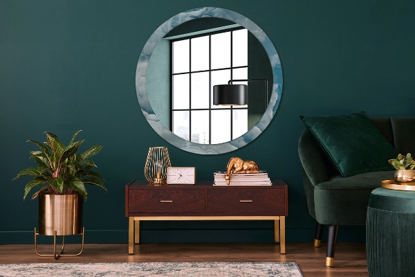 Runder spiegel mit dekoration Blauer Onyx-Marmor