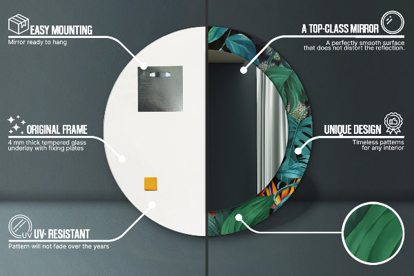 Runder spiegel mit dekoration Wald im Dschungel