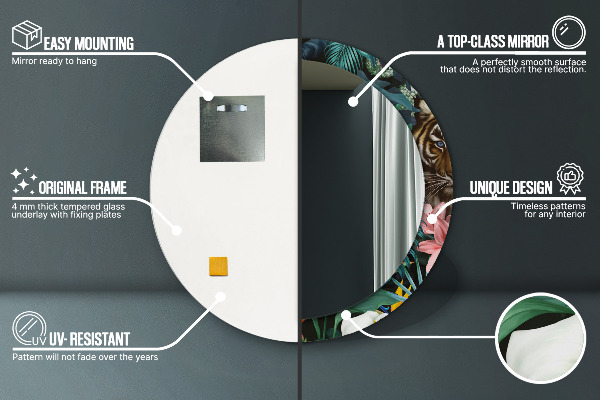 Runder spiegel mit dekoration Wald im Dschungel