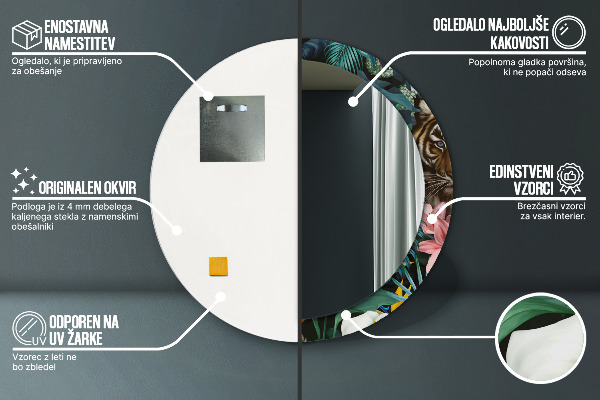 Runder spiegel mit dekoration Wald im Dschungel