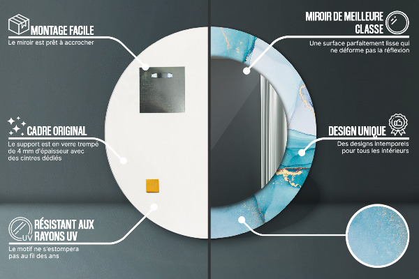 Runder spiegel mit dekoration Zusammenfassung Flüssigkeit