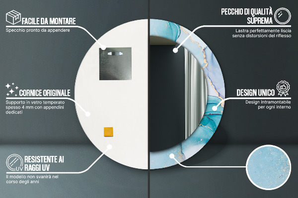 Runder spiegel mit dekoration Zusammenfassung Flüssigkeit