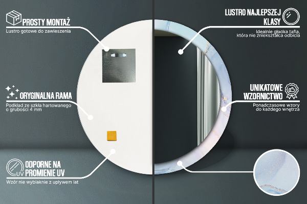 Runder spiegel mit dekoration Zusammenfassung Flüssigkeit