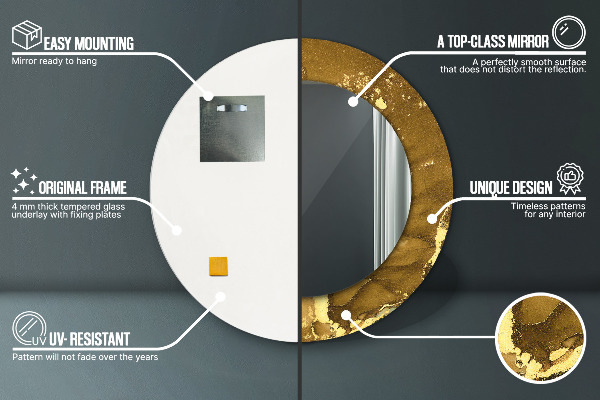 Runder spiegel bedrucktem rahmen Metallische Wirbel