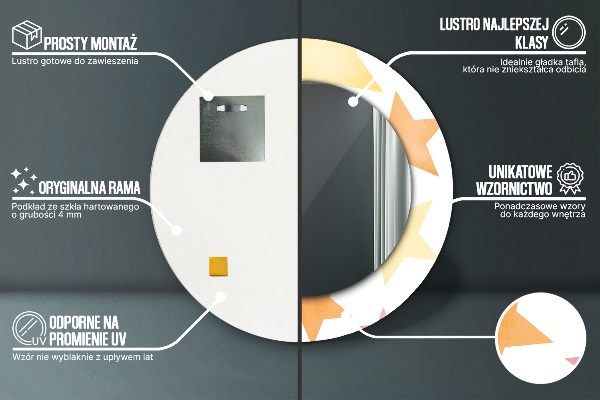 Runder spiegel bedrucktem rahmen Pastellsterne