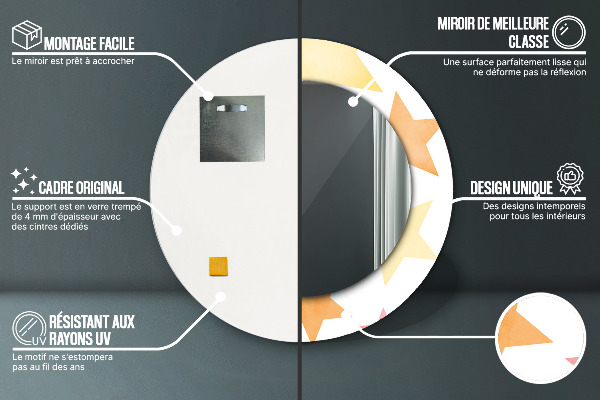 Runder spiegel bedrucktem rahmen Pastellsterne