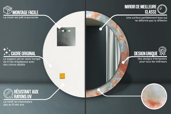 Runder spiegel bedrucktem rahmen Onyx Murmeln