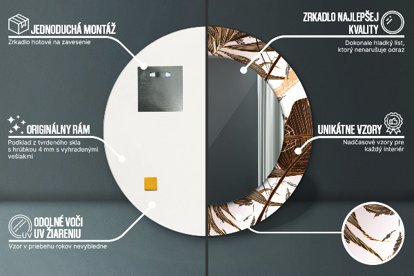 Runder spiegel mit dekorativem aufdruck Palmenblätter