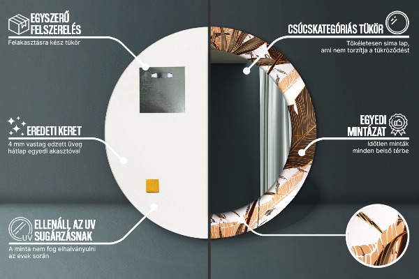 Runder spiegel mit dekorativem aufdruck Palmenblätter