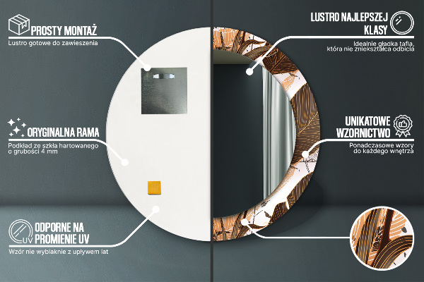 Runder spiegel mit dekorativem aufdruck Palmenblätter