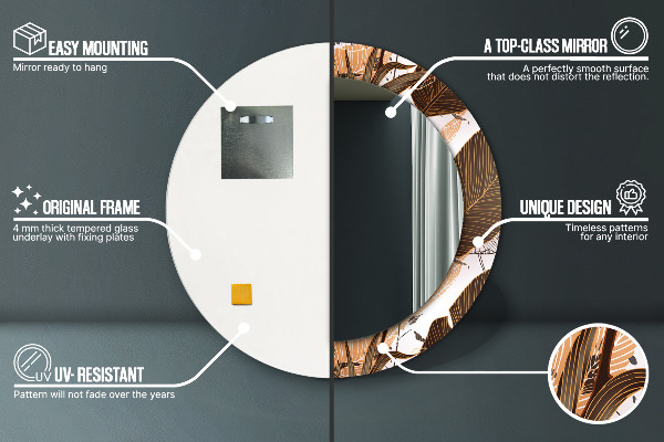 Runder spiegel mit dekorativem aufdruck Palmenblätter