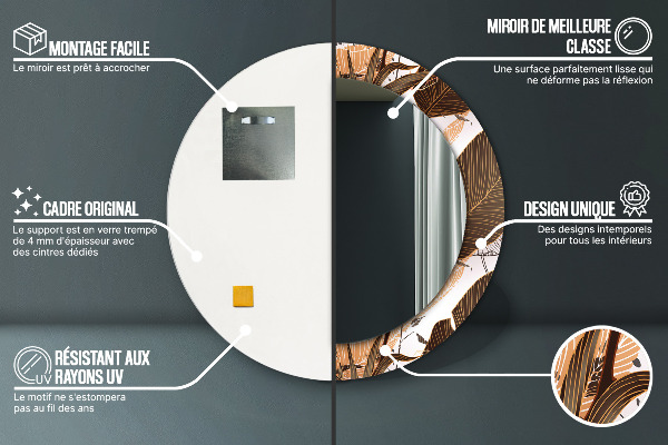 Runder spiegel mit dekorativem aufdruck Palmenblätter