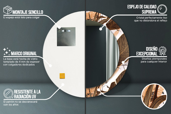 Runder spiegel mit dekorativem aufdruck Palmenblätter