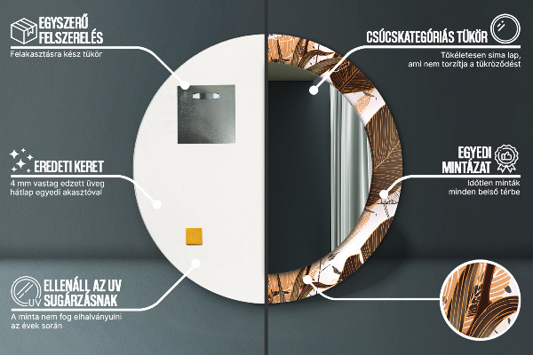 Runder spiegel mit dekorativem aufdruck Palmenblätter