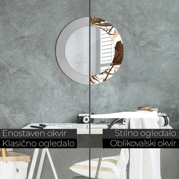 Runder spiegel mit dekorativem aufdruck Palmenblätter