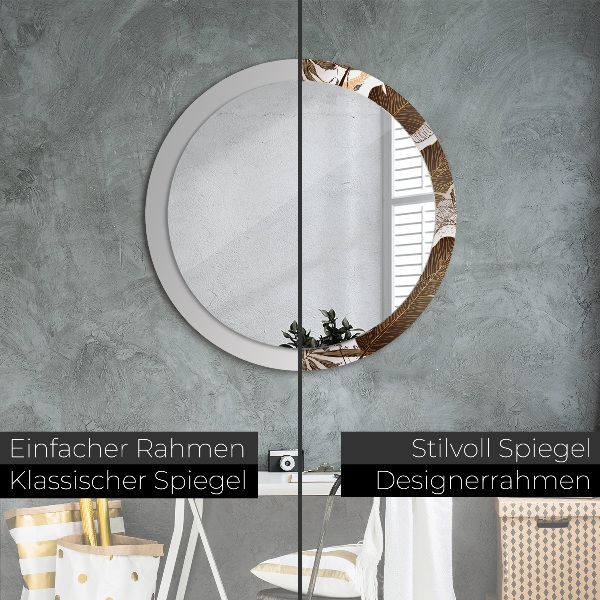 Runder spiegel mit dekorativem aufdruck Palmenblätter