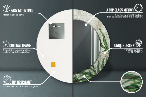 Runder spiegel aufdruck Farnblätter