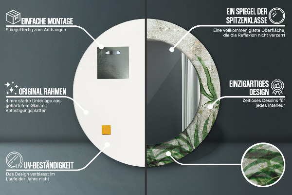 Runder spiegel aufdruck Farnblätter