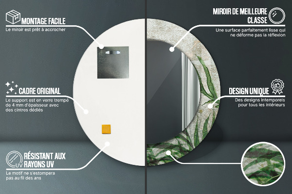 Runder spiegel aufdruck Farnblätter