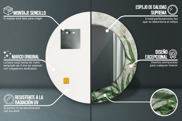 Runder spiegel aufdruck Farnblätter