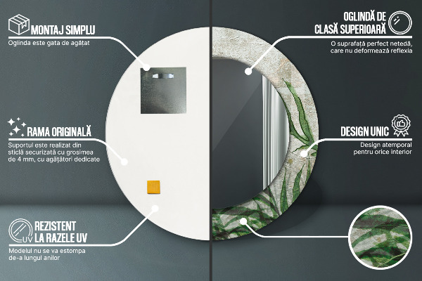 Runder spiegel aufdruck Farnblätter