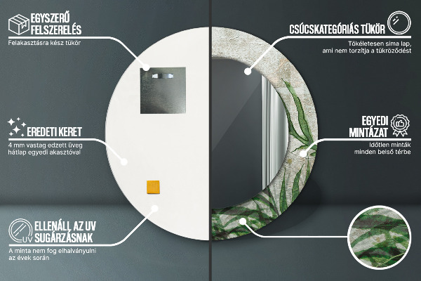 Runder spiegel aufdruck Farnblätter