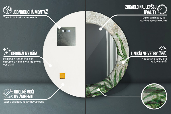 Runder spiegel aufdruck Farnblätter