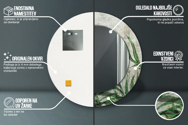 Runder spiegel aufdruck Farnblätter