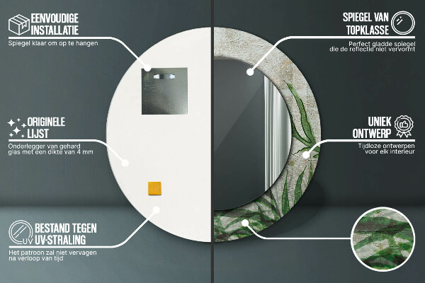 Runder spiegel aufdruck Farnblätter