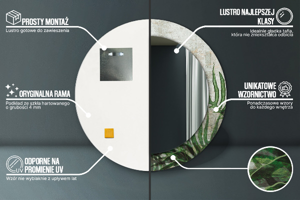 Runder spiegel aufdruck Farnblätter