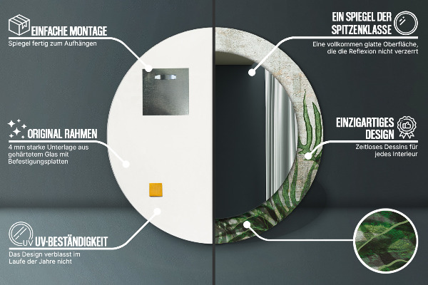 Runder spiegel aufdruck Farnblätter