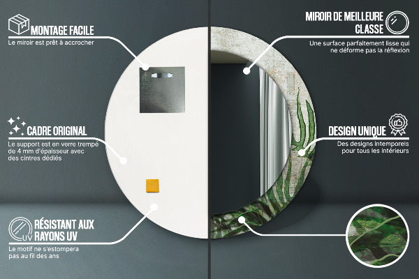 Runder spiegel aufdruck Farnblätter