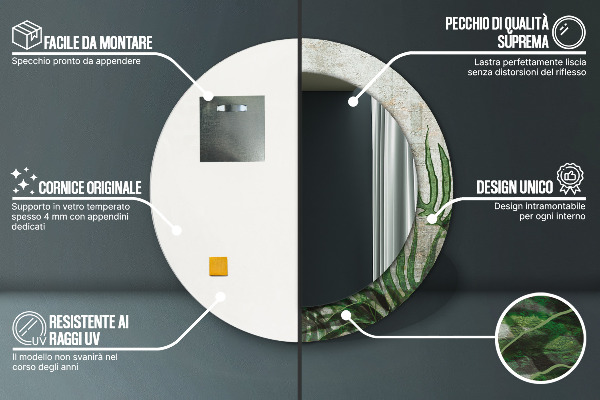 Runder spiegel aufdruck Farnblätter