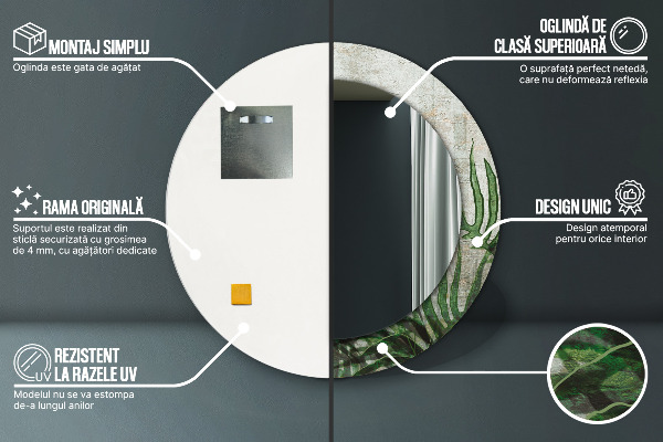 Runder spiegel aufdruck Farnblätter