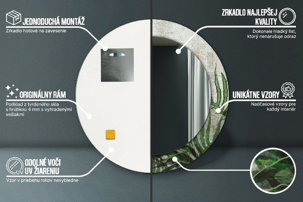 Runder spiegel aufdruck Farnblätter