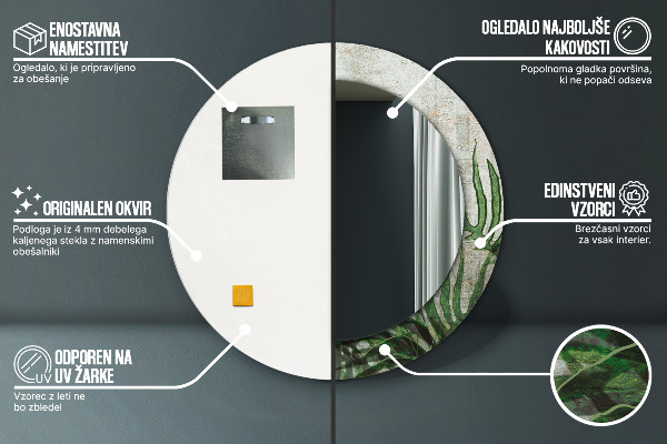 Runder spiegel aufdruck Farnblätter