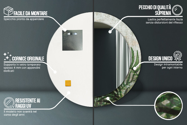 Runder spiegel aufdruck Farnblätter