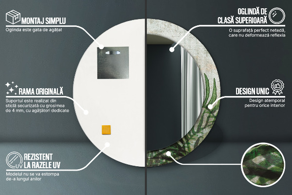 Runder spiegel aufdruck Farnblätter