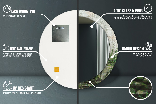 Runder spiegel aufdruck Farnblätter