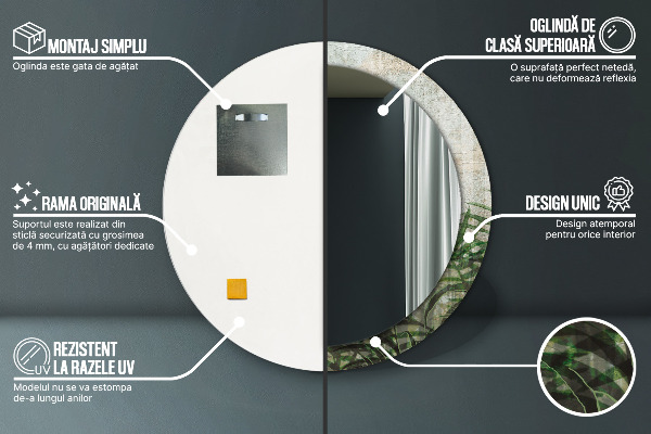 Runder spiegel aufdruck Farnblätter