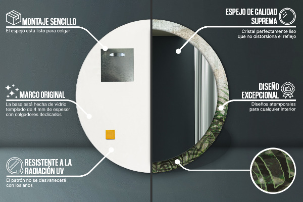 Runder spiegel aufdruck Farnblätter