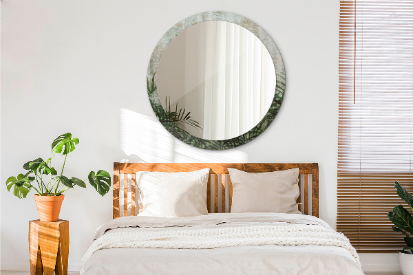 Runder spiegel aufdruck Farnblätter