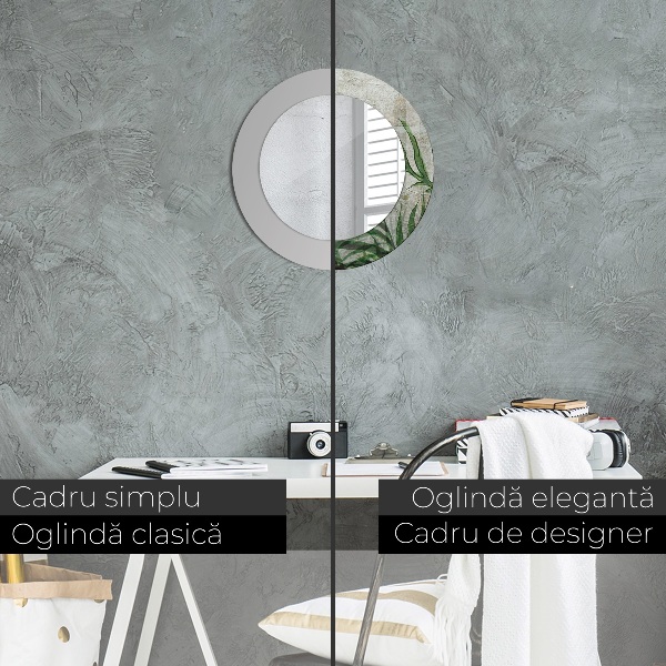 Runder spiegel aufdruck Farnblätter