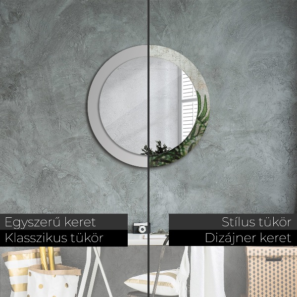 Runder spiegel aufdruck Farnblätter