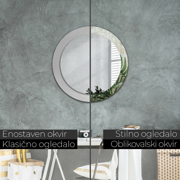 Runder spiegel aufdruck Farnblätter